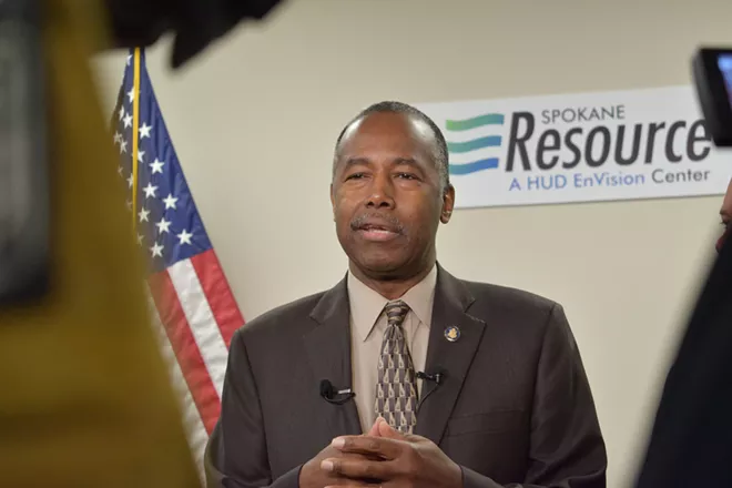 Housing and Urban Development Secretary Ben Carson visited the Spokane Resource Center on Tuesday. - WILSON CRISCIONE PHOTO