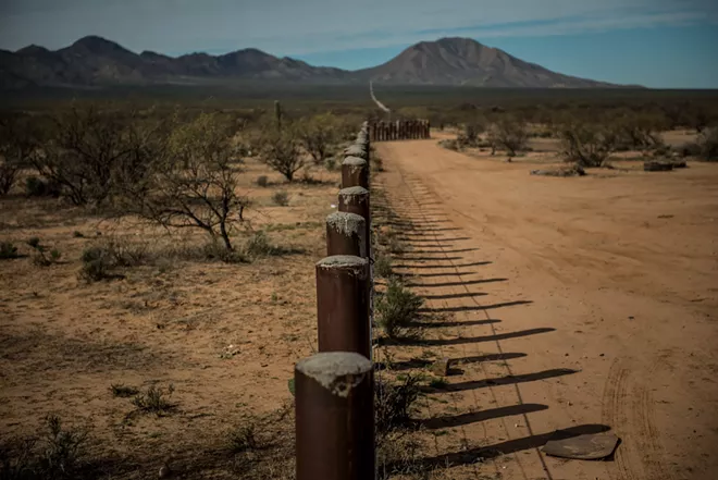 The border between the United States and Mexico is demarcated by posts in the Tohono O’odham nation in Arizona, Jan. 21, 2019. The president has repeatedly suggested during meetings on immigration policy that aides “take the land” and “get it done,” according to a person who has heard him say it. - MERIDITH KOHUT/THE NEW YORK TIMES