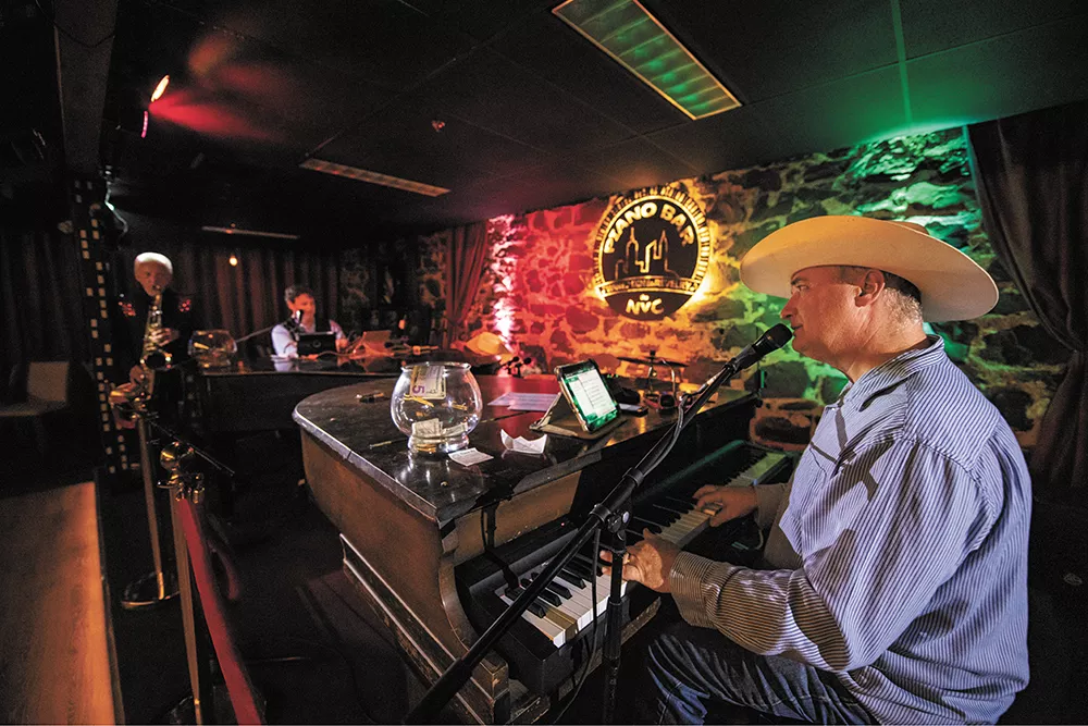 Dewey Dorough, Carson Rhodes and Jimi Finn (left to right) perform at The NYC Piano Bar in Coeur d'Alene. - ERICK DOXEY PHOTO