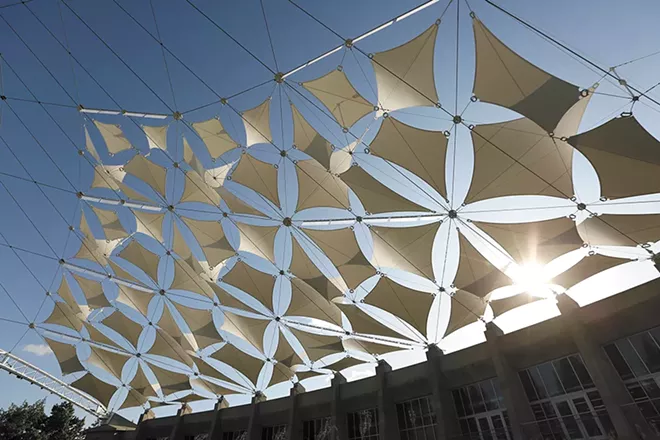 As a bonus, the new shade panels cast a distinctive geometric pattern on the Pavilion floor. - YOUNG KWAK PHOTO