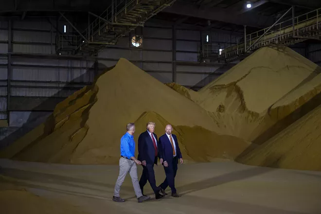 President Donald Trump tours the Southwest Iowa Renewable Energy plant in Council Bluffs, Iowa, June 11, 2019. A plan proposed by the Environmental Protection Agency and the Department of Agriculture would overhaul the system of quotas for ethanol, a fuel made from corn and other crops, to relieve pressure on farmers at a time when the Trump administration is escalating its trade war with China and Europe. - GABRIELLA DEMCZUK/THE NEW YORK TIMES