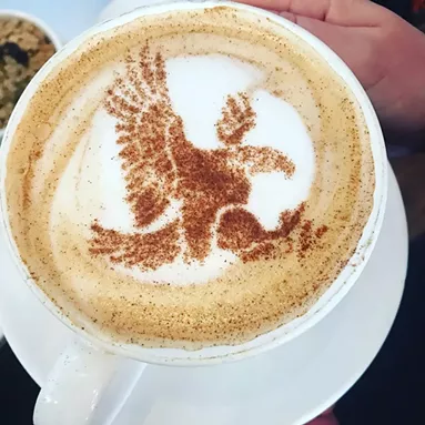 The "Inferno" honey latte is sprinkled with cinnamon and cayenne and on special during Eagle Eats Week. - THE MASON JAR