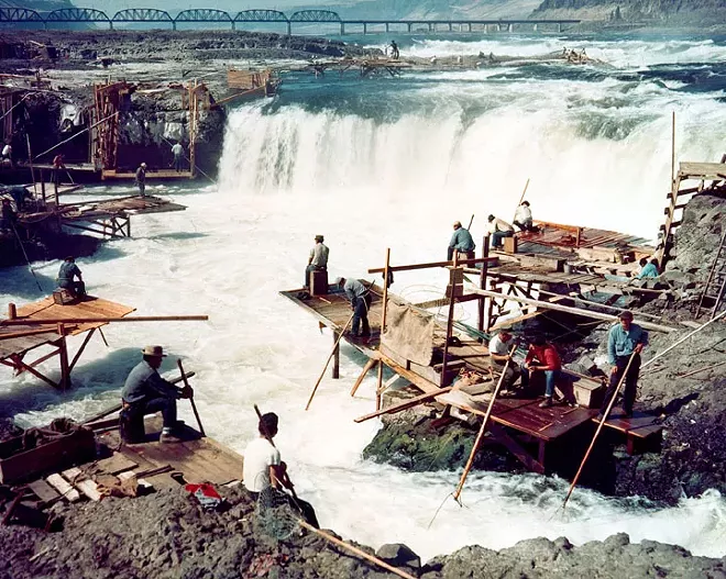 On Monday, Oct. 14, Yakama Nation joined allies in a meeting at the location that was once Celilo Falls (pictured), a fishing area that was destroyed with the completion of the Dalles Dam in 1957. - U.S. ARMY CORPS OF ENGINEERS