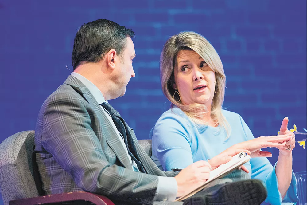 Mayoral candidates Ben Stuckart and Nadine Woodward both critique Mayor Condon's record — but from opposite ends of the political spectrum
