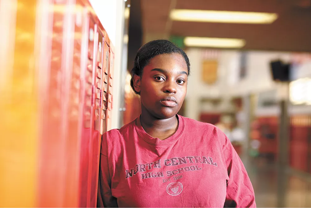 High school senior Zyaira Webb is president of a club at North Central called Shades, a safe environment for students to talk about race. - YOUNG KWAK PHOTO