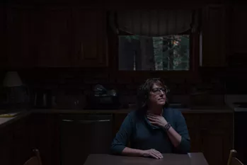 Janine Dunphy at her family cabin. In 2014, Dunphy reported that Mark Papamechail, a registered sex offender, had raped her at his home after the two had met through PlentyofFish. Dunphy saw Papamechail back on the app in 2016. - SARAH RICE FOR PROPUBLICA