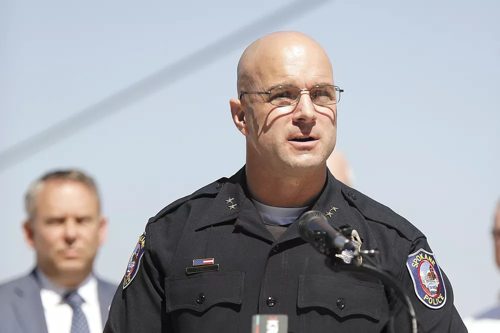 Craig Meidl at the Aug. 1, 2016, press conference where the mayor announced he would be Spokane's new police chief. - YOUNG KWAK