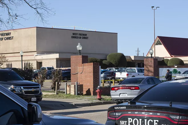 The West Freeway Church of Christ in White Settlement, Texas, Dec. 29, 2019. A gunman opened fire at the church on Sunday, killing one person and critically wounding another before a member of church security fatally shot him, the authorities and a witness said. - LAURA BUCKMAN/THE NEW YORK TIMES