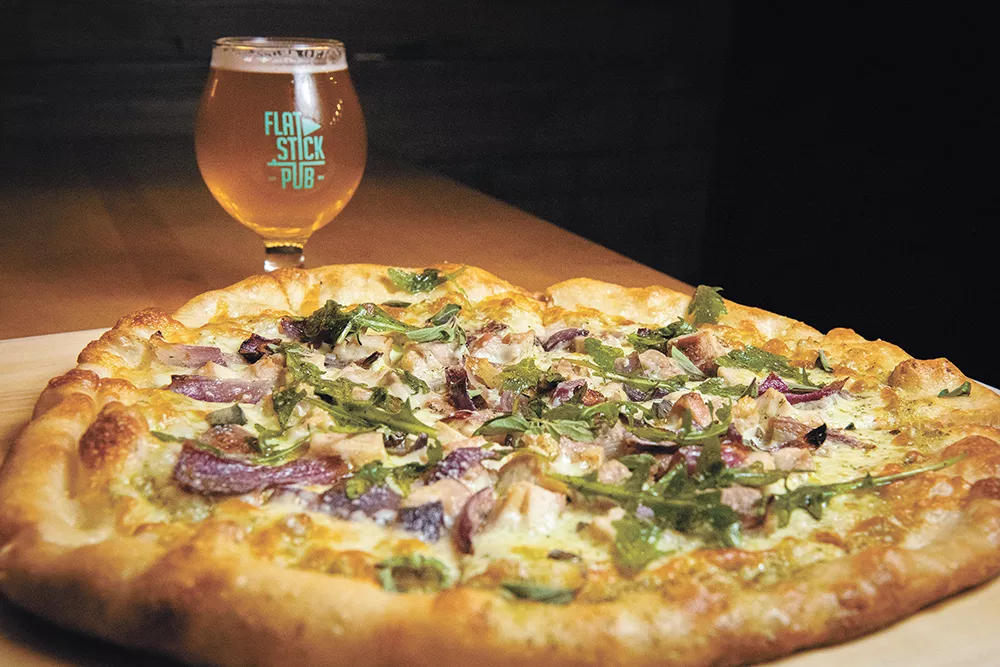 Flatstick Pub's Fairway pizza is availble for just $10 during happy hour. - ERICK DOXEY PHOTO