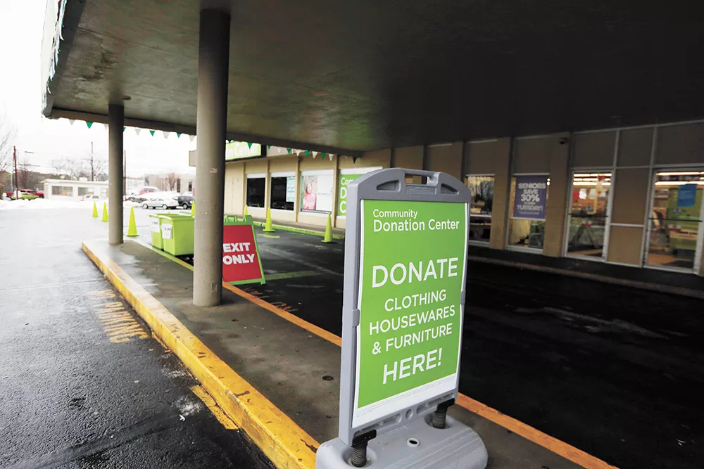 The state attorney general has argued that Value Village's signage is misleading. The signage pictured is currently displayed outside the location on Boone Avenue in Spokane. - YOUNG KWAK PHOTO
