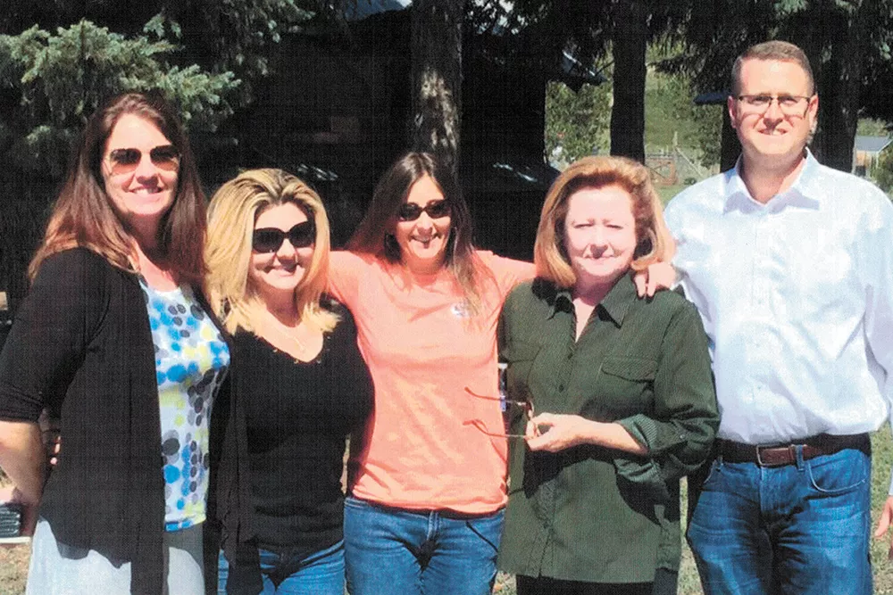 Coalition of Western States members (left to right) Shelly Shelton, Michele Fiore (both of Nevada), Heather Scott and Matt Shea at Marble Community Fellowship's 2016 "God and Country" rally. Marble founder Ann Byrd is second from the right. RAMPART REPORT PHOTO - RAMPART REPORT PHOTO