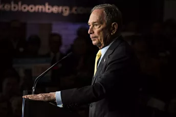 Former New York City Mayor Michael Bloomberg, a Democratic presidential candidate, addresses supporters in Detroit on Tuesday, Feb. 4, 2020. - BRITTANY GREESON/THE NEW YORK TIMES