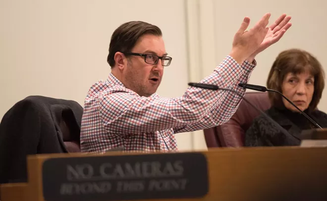 Ben Stuckart argues during a 2018 City Council meeting that the city needs to grow "up" if it's not willing to grow "out." - DANIEL WALTERS PHOTO
