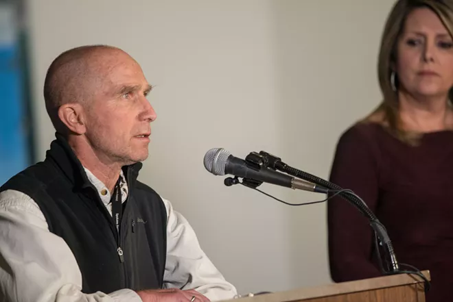 Spokane Regional Health Department officer Bob Lutz updates the public on the state of Coronavirus - DANIEL WALTERS PHOTO