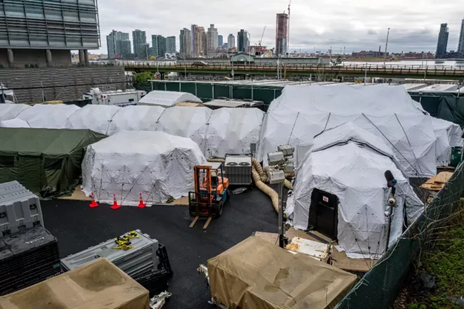 A temporary morgue set up outside the office of the chief medical examiner in New York on April 4, 2020. - JONAH MARKOWITZ/THE NEW YORK TIMES
