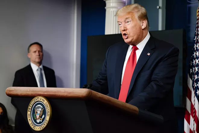 President Donald Trump speaks to reporters at the White House on May 22, 2020. Trump has pushed a conspiracy theory about the death of Lori Klausutis, who worked for Joe Scarborough, leading her husband to write to Twitter’s CEO asking that the false tweets be removed. - ANNA MONEYMAKER/THE NEW YORK TIMES