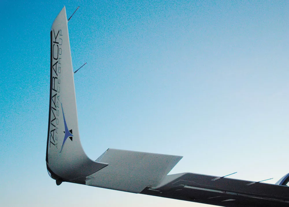 The wing extension can move a connected flap in a fraction of a second to react to weather conditions and reduce different stress on the wing. - TAMARACK AEROSPACE GROUP PHOTO