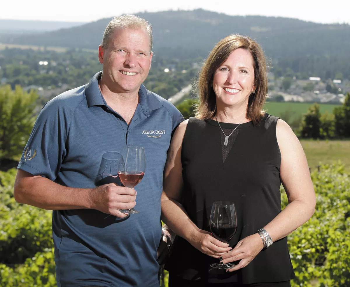 Jim and Kristina van Loben Sels team up to run Arbor Crest winery; she specializes in wine making while he works on concert and event planning. - YOUNG KWAK PHOTO