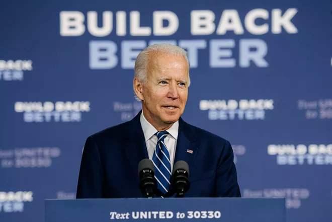 Former Vice President Joe Biden, the Democratic Party’s presumptive presidential nominee, speaks at a campaign event in New Castle, Del., July 21, 2020. Biden’s campaign has announced a $280 million fall advertising blitz, outlining plans for $220 million in television and $60 million in digital ads across 15 states in the lead-up to the November election. - HANNAH YOON/THE NEW YORK TIMES