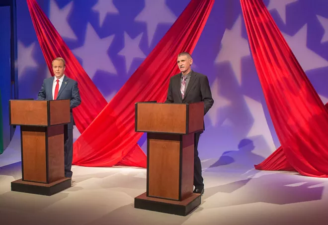 County Commissioner Josh Kerns and his challenger, Ted Cummings, go toe-to-toe. - DANIEL WALTERS PHOTO