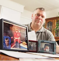 Duane Statler, with photos of his son Paul: “At what point and time does common sense come in and say, ‘Let’s give them another shot?’” - YOUNG KWAK PHOTO