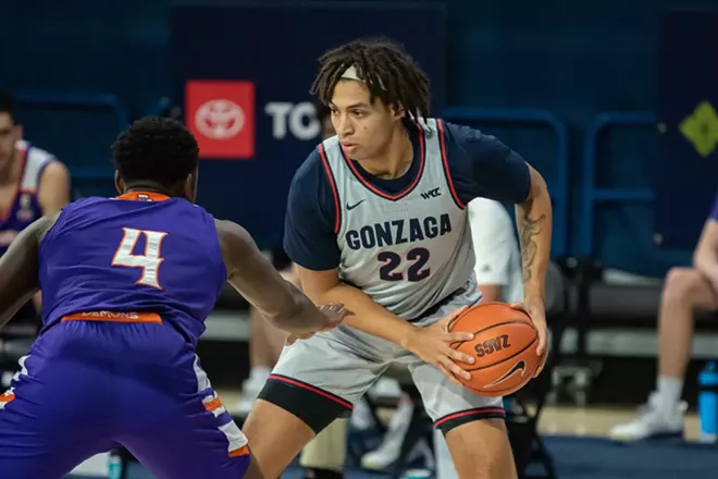 Gonzaga Prep grad Anton Watson had a career high against Portland Saturday, one of many Zags to shine in the blowout win. - ERICK DOXEY