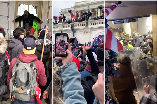 Screenshots from videos posted to Parler showing the unfolding events at the U.S. Capitol on Jan. 6.