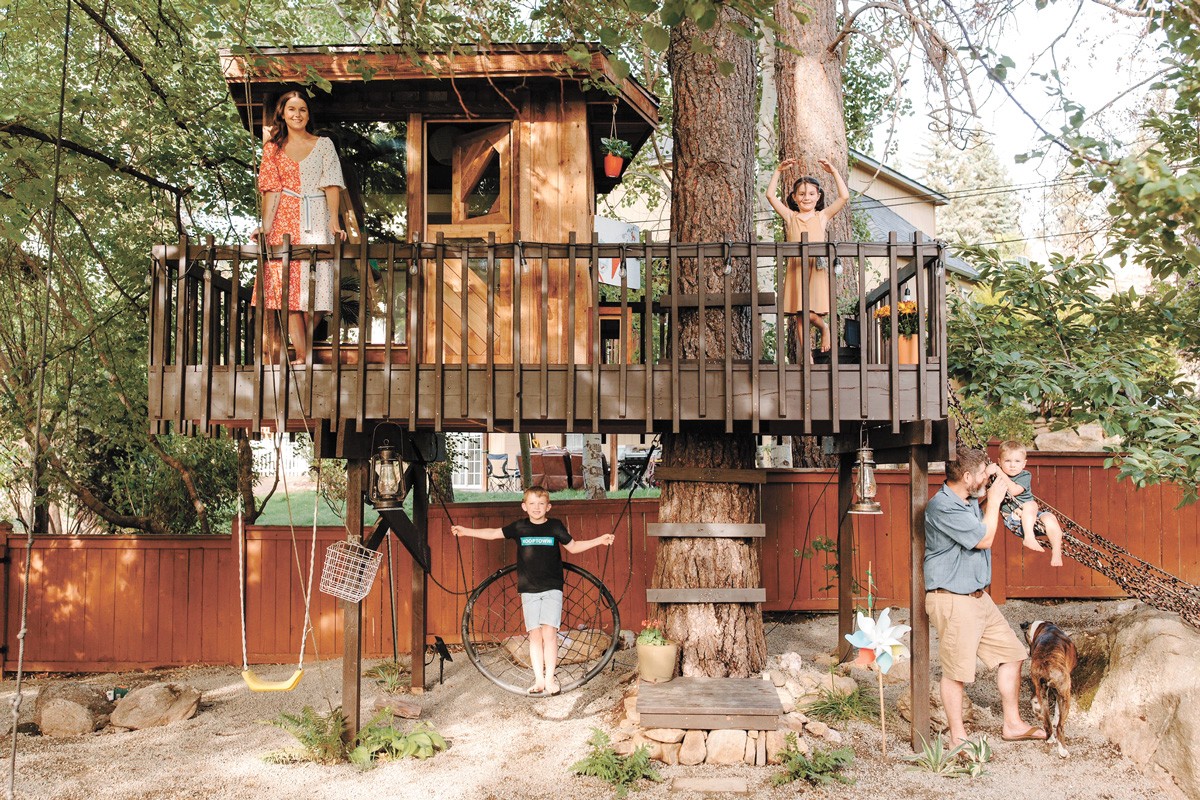 The Nilson family's custom backyard treehouse. - KAT SKYE PHOTO
