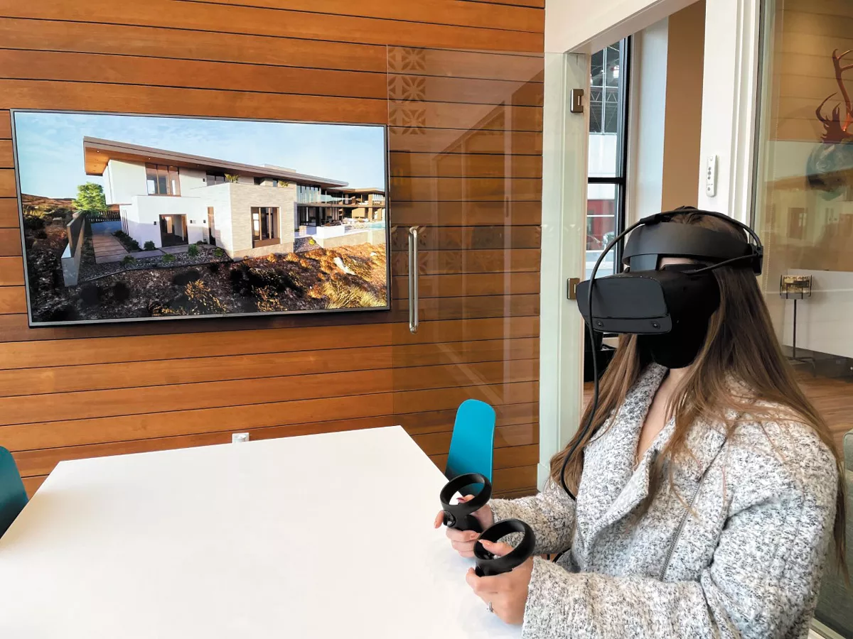 Clients at HDG Architecture can “walk through” designs using virtual reality goggles. Software can also simulate lighting at any time of the day or season of the year. - HDG ARCHITECTURE PHOTO