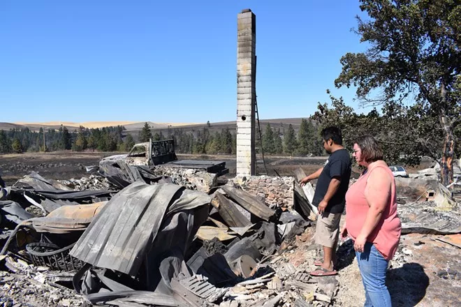 Many homes in Malden, Wash., were destroyed in a Labor Day fire in 2020. Some homes with greener gardens and less fire-prone vegetation survived, showing the need for investments in fire-safe projects around homes and communities. - WILSON CRISCIONE PHOTO