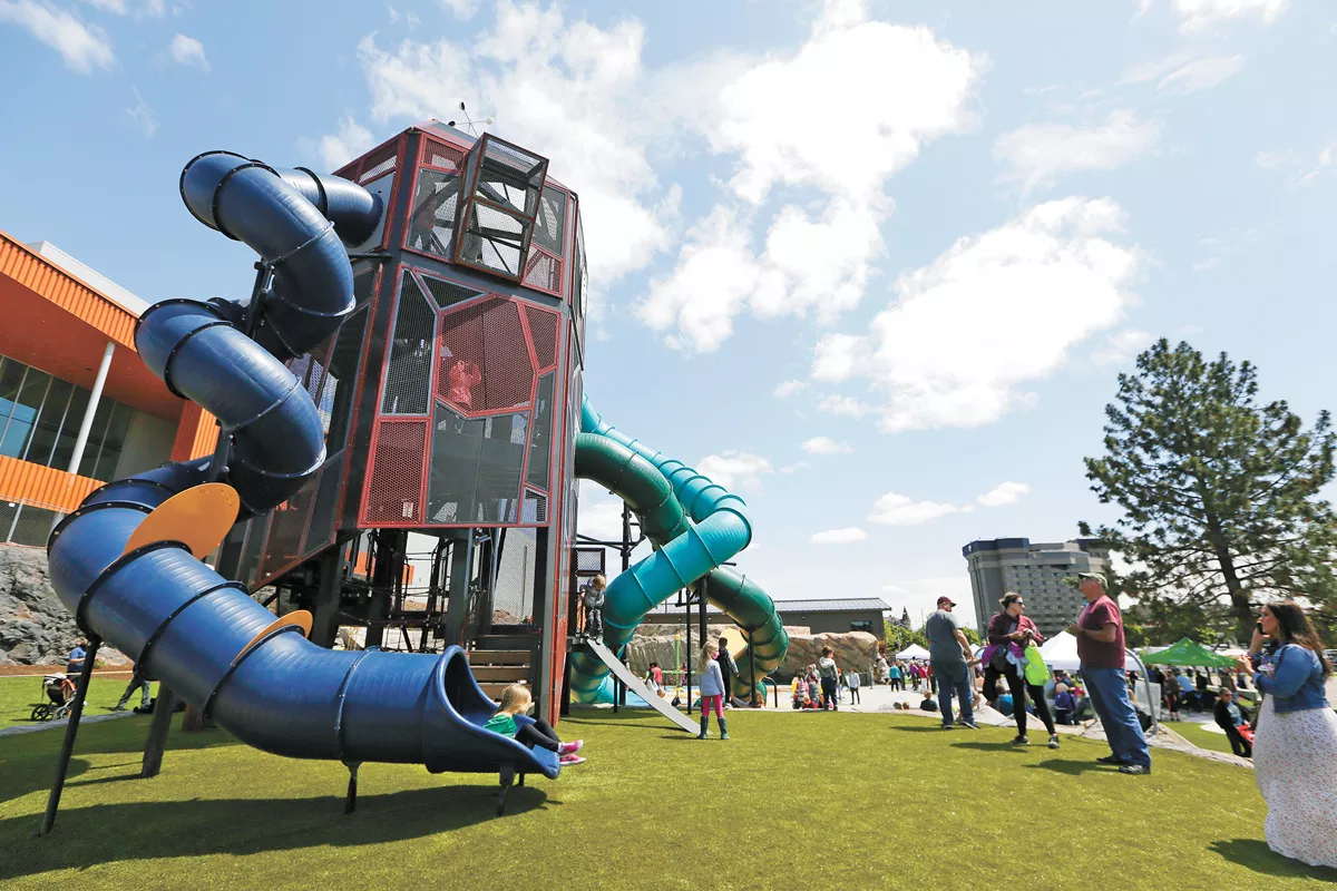 The three-story slide at the new North Bank area of Riverfront Park. - YOUNG KWAK PHOTO