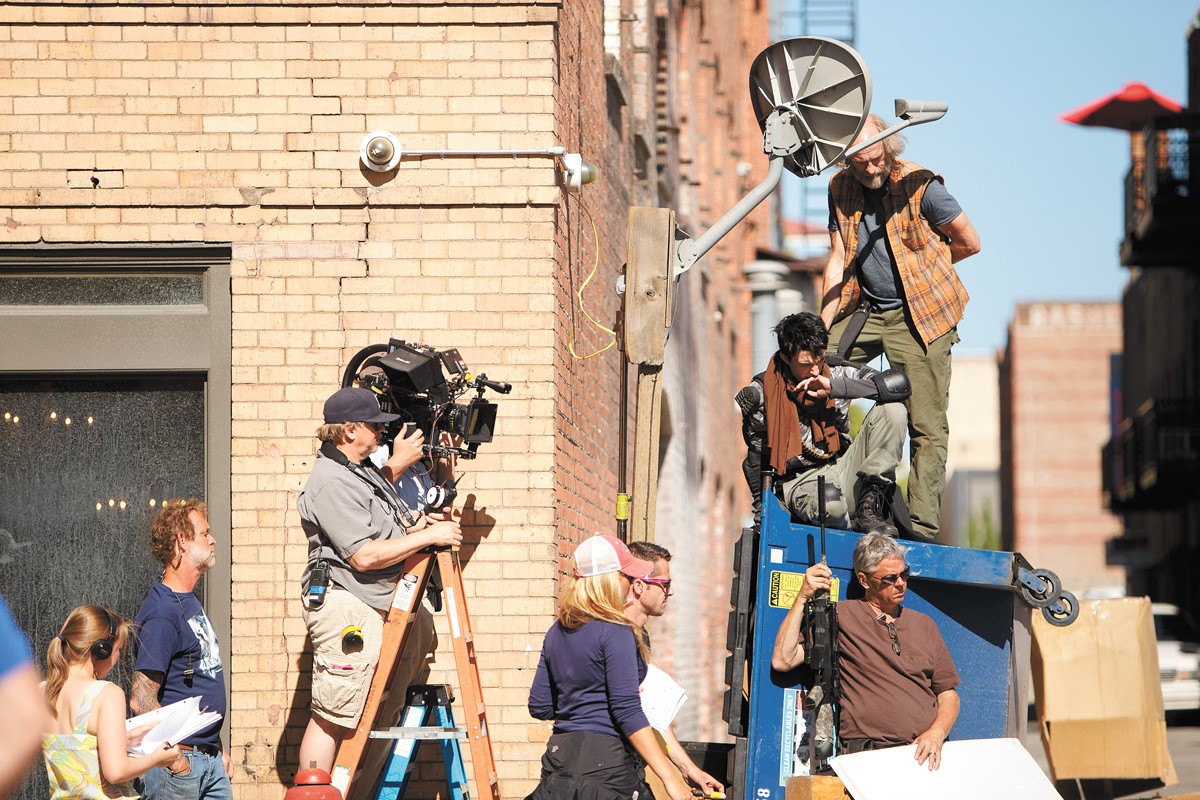 A film crew on the set of Z Nation in downtown Spokane. - YOUNG KWAK PHOTO