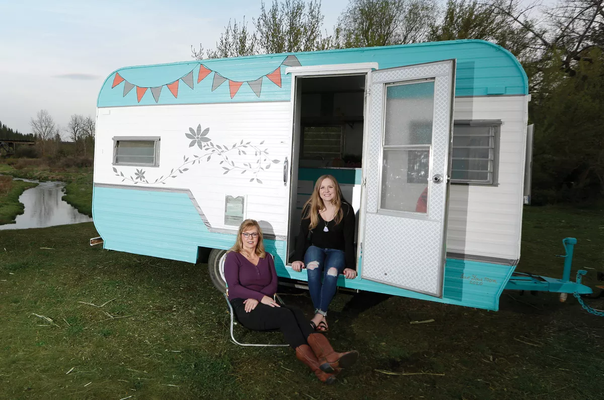 Sonya York (left) has restored several campers on her own, but for this little 1964 Bell, she teamed up with her daughter Brandi. - YOUNG KWAK PHOTO