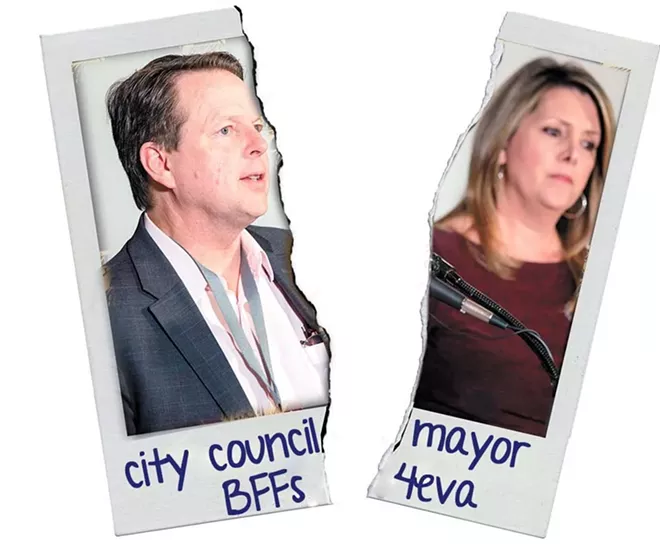 The honeymoon between the Woodward administration and the City Council appears to be over. - DANIEL WALTERS PHOTO ILLUSTRATION