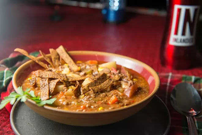 Cowboy Soup and seasoned tortilla strips