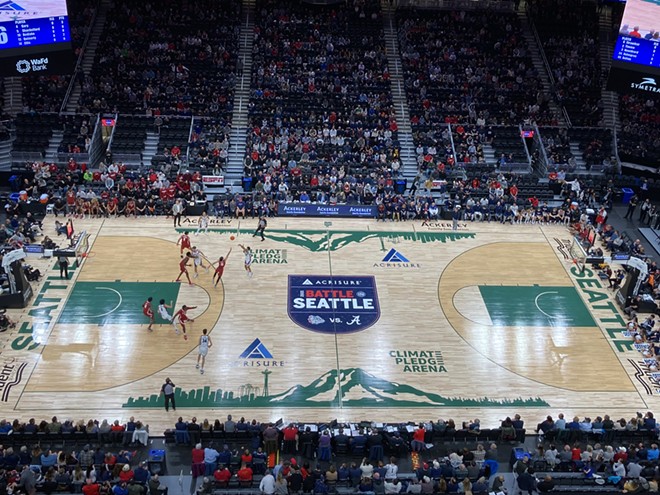 Even from Climate Pledge Arena's elevated press box, the Zags' struggles were clear. - PHOTO BY SETH SOMMERFELD