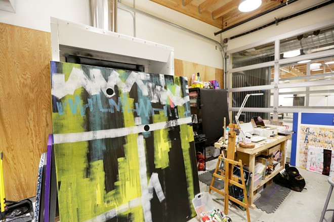 Artist-in-residence Shantell Jackson's workspace at the Hive. - YOUNG KWAK PHOTO