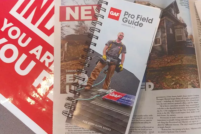 "We expect all contractors to follow their local codes," a spokesman for GAF, the roofing materials company that gave Perrenoud their "Master Elite-certification," tells the Inlander. - DANIEL WALTERS PHOTO