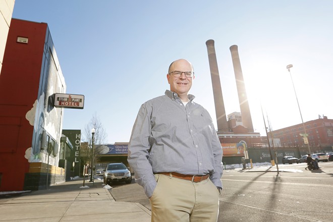 Andrew Rolwes is the interim CEO of the Downtown Spokane Partnership: "The day-to-day experience of downtown workers, property managers and property owners is that the situation has deteriorated &#10;as a result of COVID." - YOUNG KWAK PHOTO