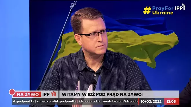 Matt Shea on "Against the Tide," a Polish TV show produced by far-right Polish pastor Paweł Chojecki, of New Covenant Church in Lublin. - YOUTUBE SCREENSHOT