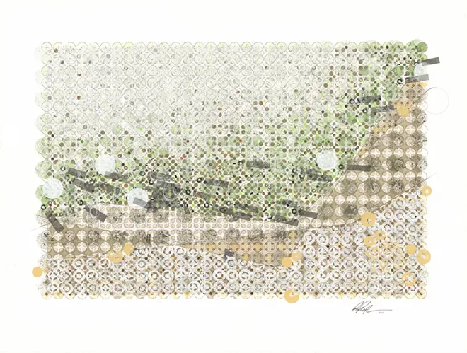 Andrew Parker's mixed-media paintings like "Long I Stood" will be on display at Emerge on Friday. - COURTESY PHOTO