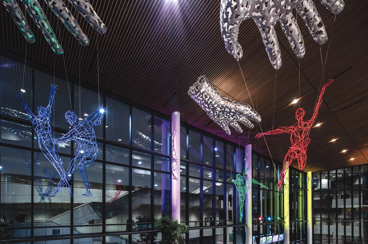 The Simmons' large soaring figures at the First Interstate Center for the arts. - DEAN DAVIS PHOTO