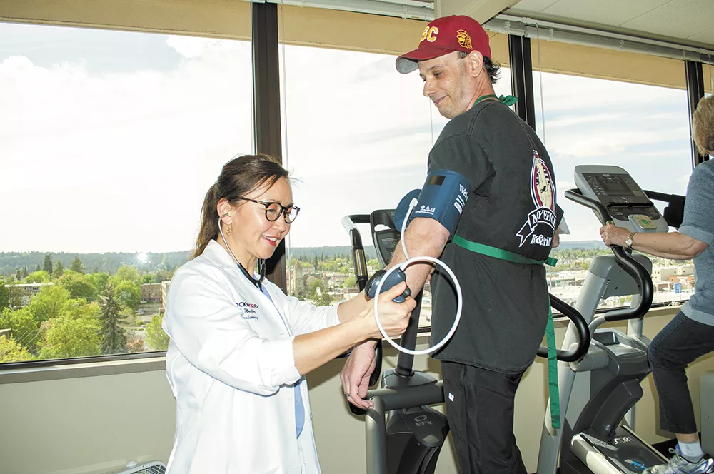 Vince Cohen gets his blood pressure monitored by Dr. Ellie Mueller at the Rockwood Clinic Heart and Vascular Center. - SARAH WURTZ