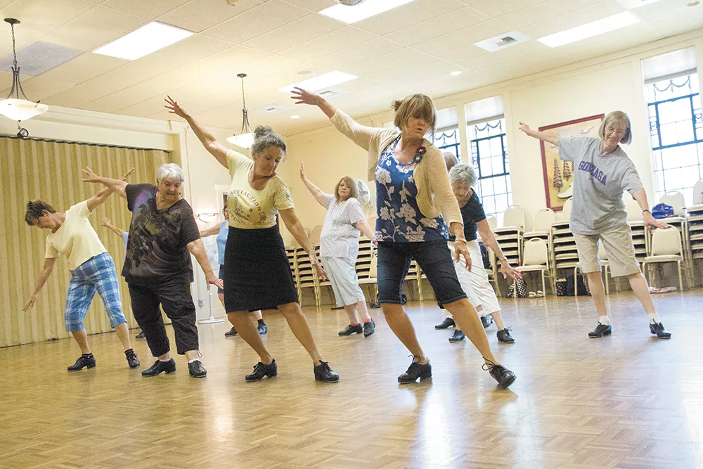 As Spokane's Tap Grandmas perfect a routine at rehearsal, both their brains and bodies are getting a beneficial workout. - JENNIFER DEBARROS