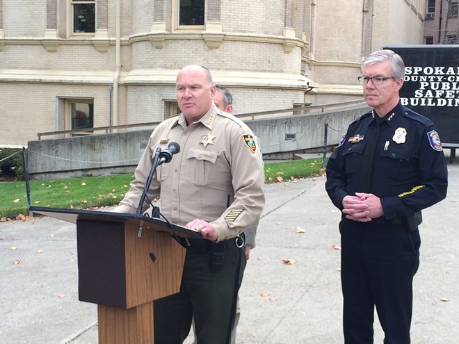 Sheriff Ozzie Knezovich addresses a sexual assault investigation involving a Spokane police sergeant during a press conference on Thursday. - MITCH RYALS