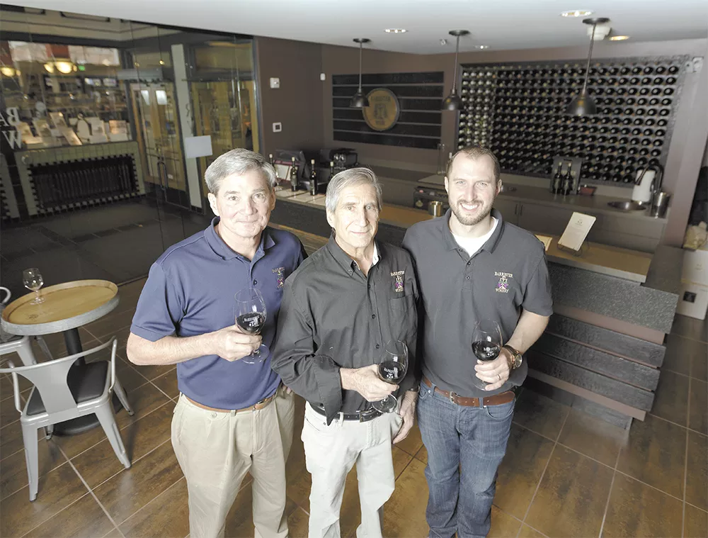 FROM LEFT: Barrister Winery's Michael White, Greg Lipsker and Tyler Walters at the winery's new tasting room. - YOUNG KWAK
