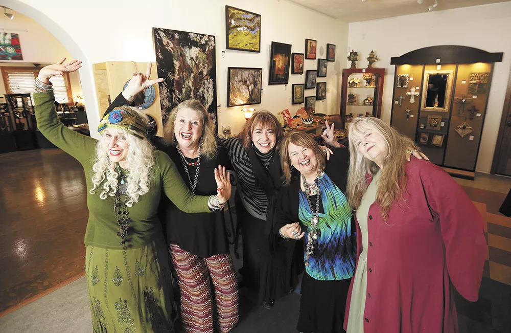 New Moon Gallery co-op core members (left to right): Michele Mokrey, Sigrid Morgan-Neil, Melinda Melvin, Denise Steen and Linda Malcombe. - YOUNG KWAK