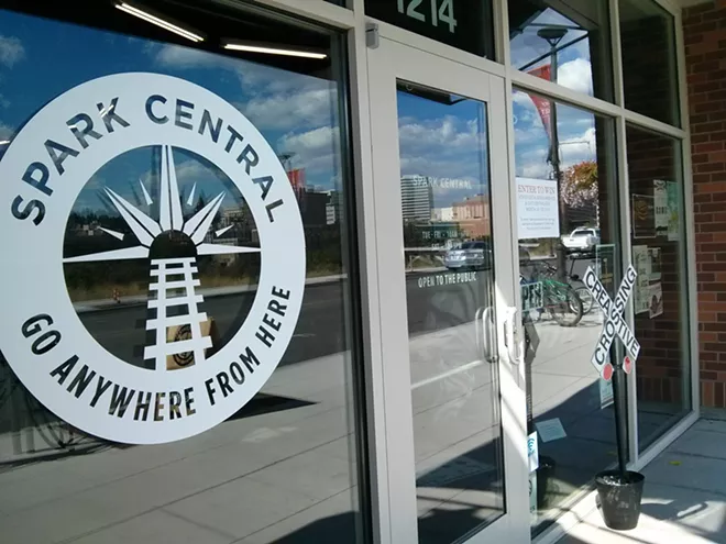 The Kendall Yards learning center now bears Spark Central's new logo, which pays homage to our region's rail heritage. - CHEY SCOTT
