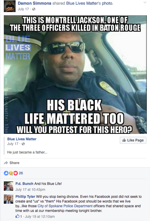 Spokane deputy's post about Black Lives Matter sparks debate among local law enforcement
