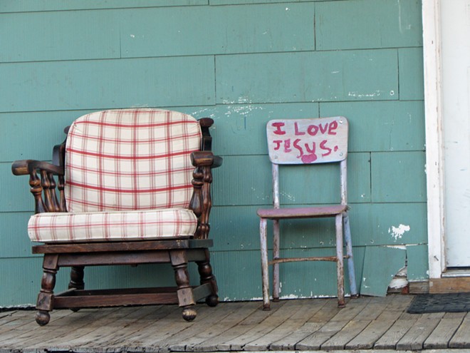 A chair proclaims its love of Jesus. - DANIEL WALTERS PHOTO